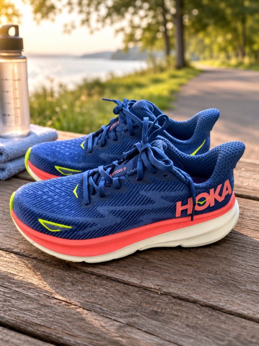 Hoka Clifton 9 Running Shoes Evening Sky Coral Women's Size 8